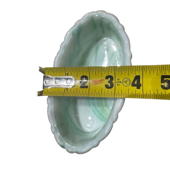 AKRO Agate Green Swirl Glass Art Dish /Planter - Vintage - Picture 6 of 8